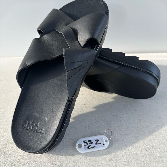 Sorel Roaming Black Slides 7 Lug Sole Sandals - Picture 1 of 8